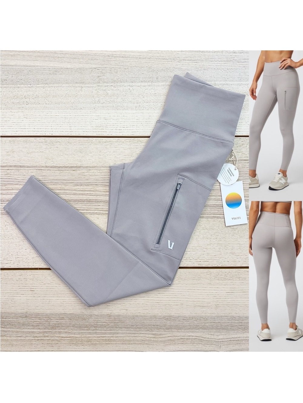 Vuori Evolve Zipped Legging - Soft Pewter | Size Medium
